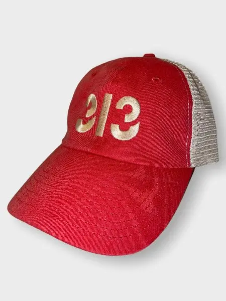 Modern 313 Trucker Adjustable Hat / Unisex/ Cream + Red 1