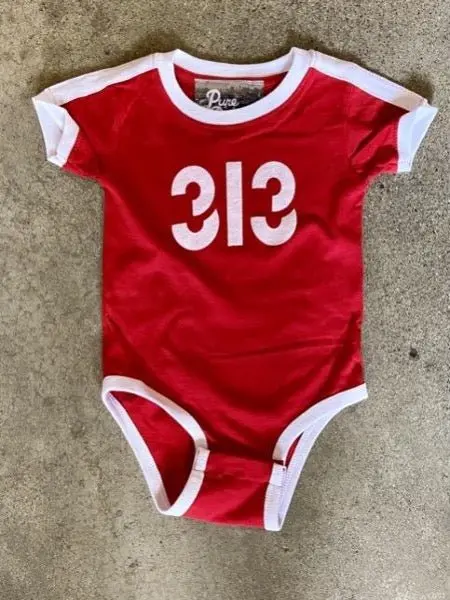 Modern 313 Sport Onesie / White + Red / Baby 1