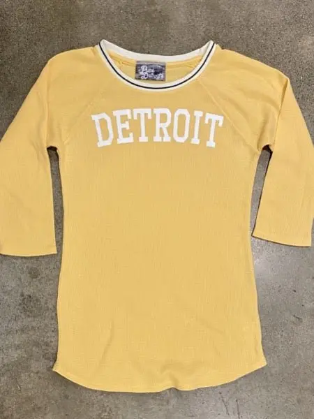 Detroit Collegiate Thermal 3/4 Sleeve Tee / Sunglow / Women's 2