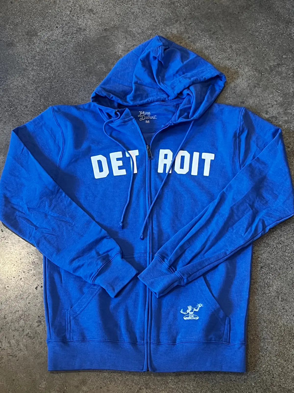 Detroit Classic Tri-Blend Zip Hoodie / White + Blue / Unisex 1
