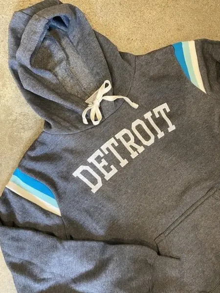 Detroit Collegiate Arch Hooded Pullover /  White + Charcoal / Unisex 1