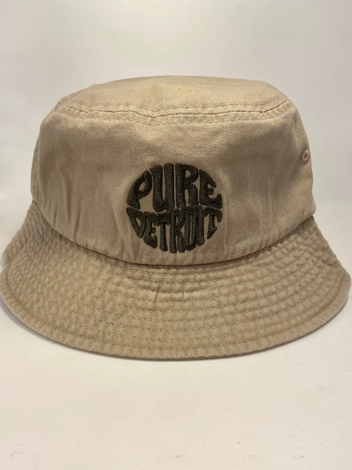 Pure Detroit Retro Bucket Hat/ Unisex / Pine + Sandy Brown 1