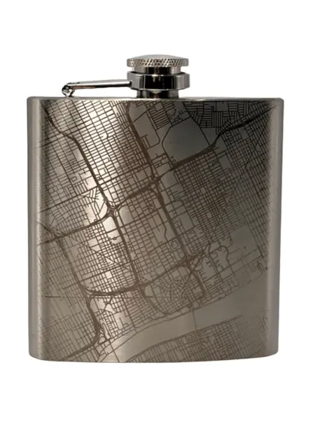 Map Of Detroit Hip Flask / Silver 1