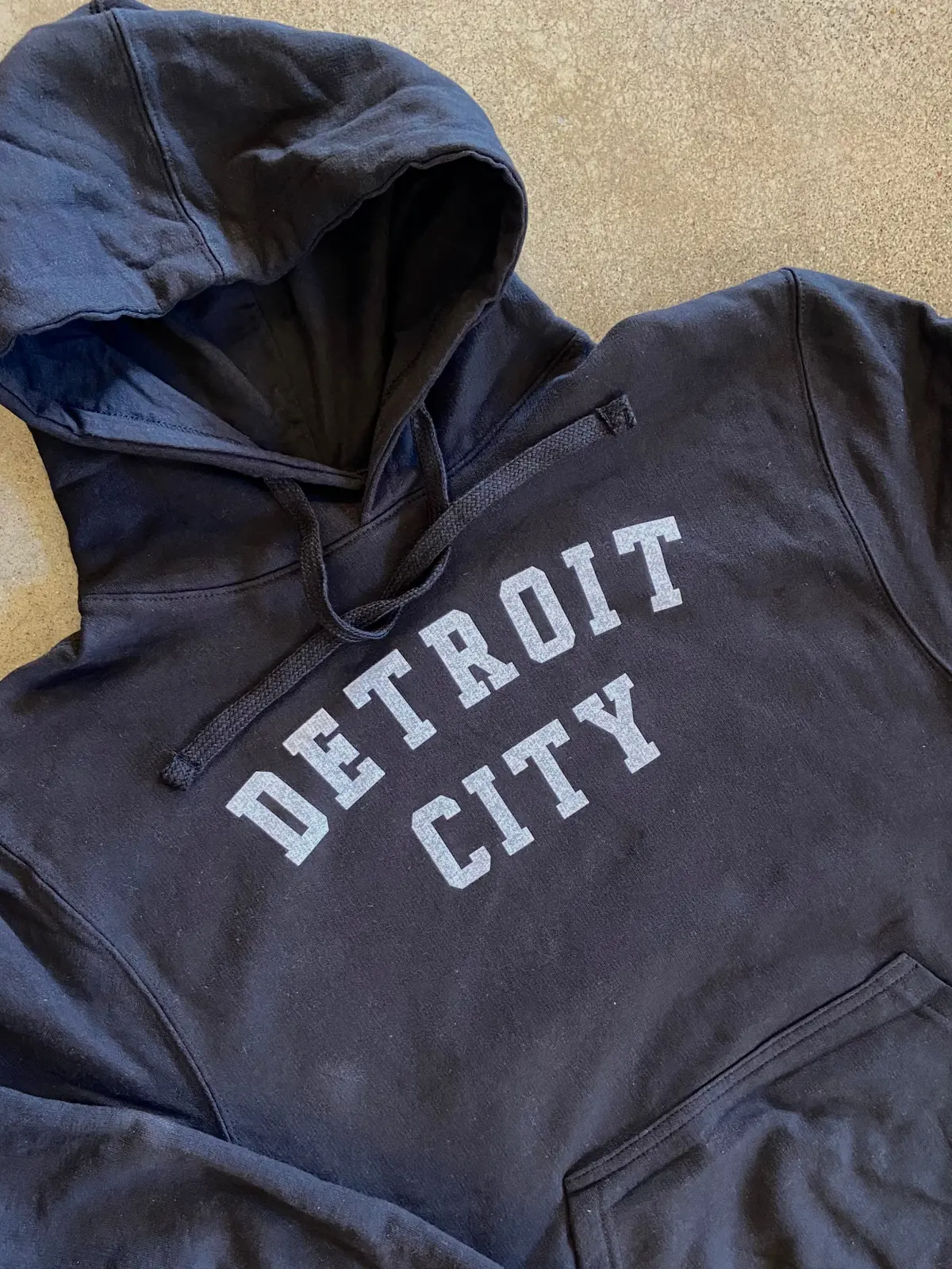 Detroit City Hooded Fleece Pullover / White + Black / Unisex 1
