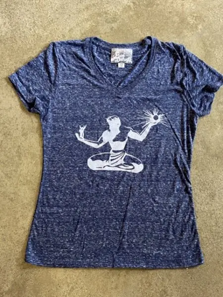 Spirit V-Neck Tee / White + Navy / Women's 1