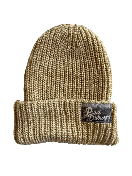 Pure Detroit Chunky Knit Cuffed Beanie / Oatmeal 1