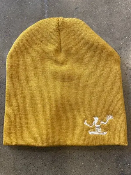 Spirit Of Detroit Knit Beanie/ White + Mustard 1