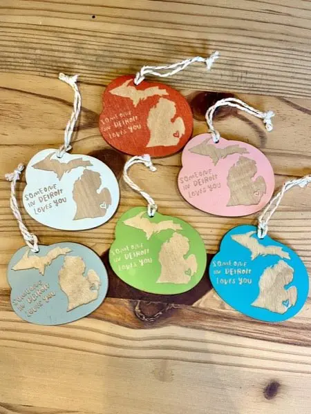 "Someone In Detroit Loves You" Laser-Cut Ornament 1