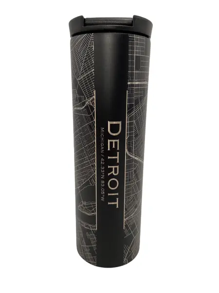 Map Of Detroit Coffee Tumbler / Black 1
