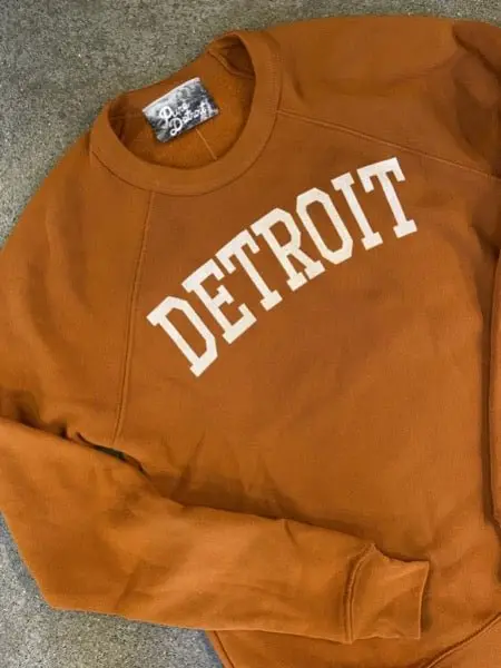 Detroit Collegiate Arch Pullover /  White + Pumpkin / Unisex 1