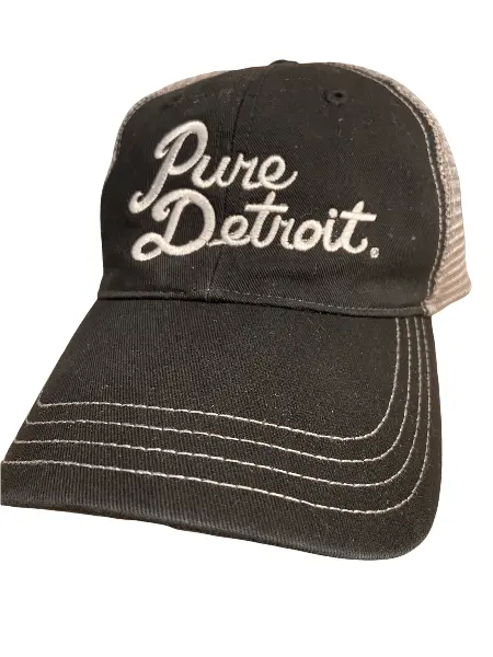 Pure Detroit Trucker Adjustable Hat / White + Black/Gray 1