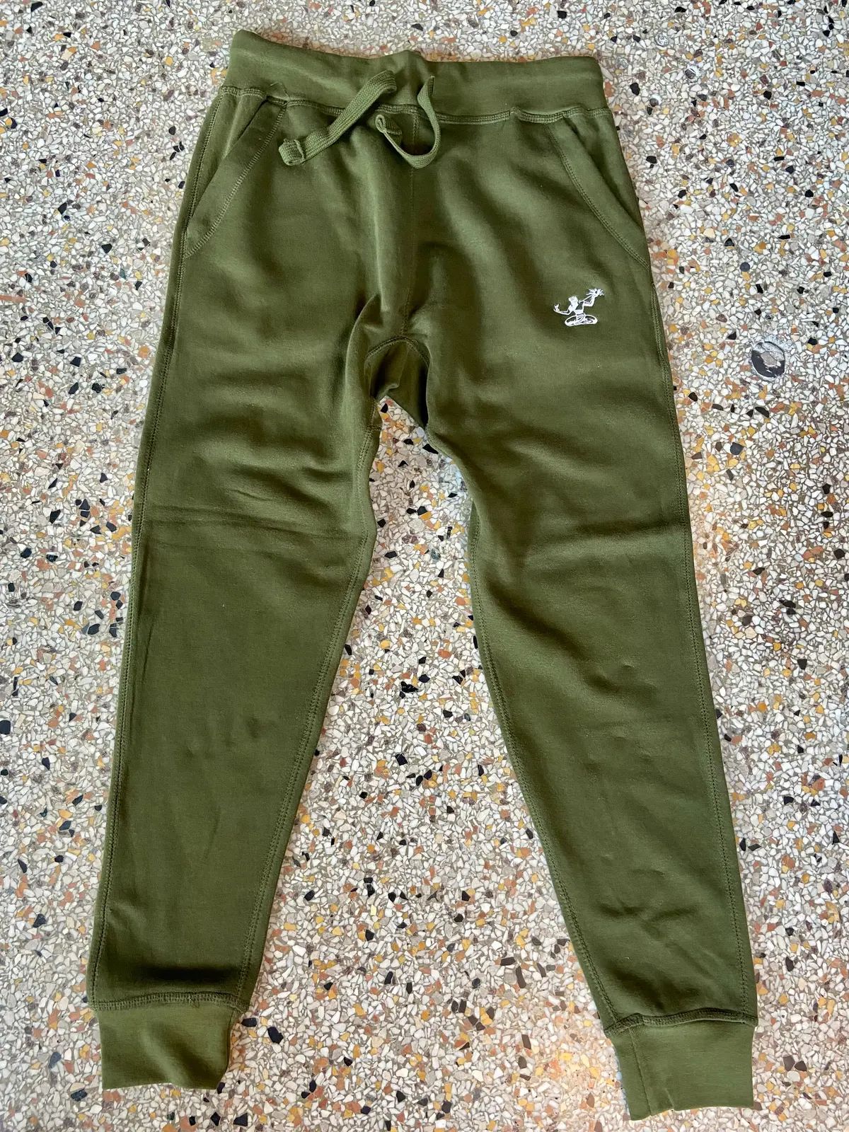 Spirit Of Detroit Pigment Dyed Fleece Jogger / White + Seaweed / Unisex 1