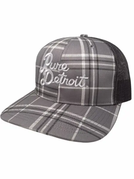 Pure Detroit Leisure Adjustable Hat / White + Gray Plaid 1