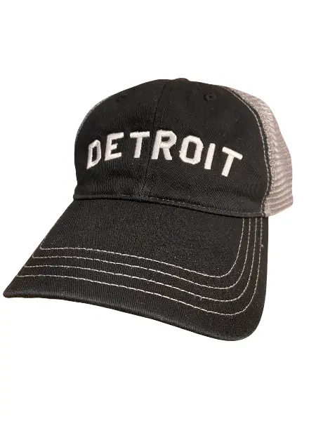 Pure Detroit Trucker Adjustable Hat / White + Black/Gray 3