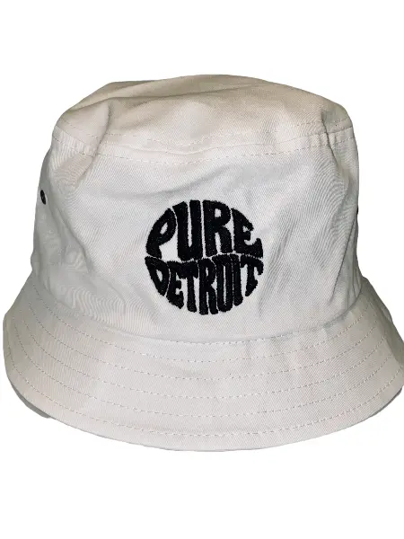 Pure Detroit Retro Bucket Hat/ Unisex / Black + White 1