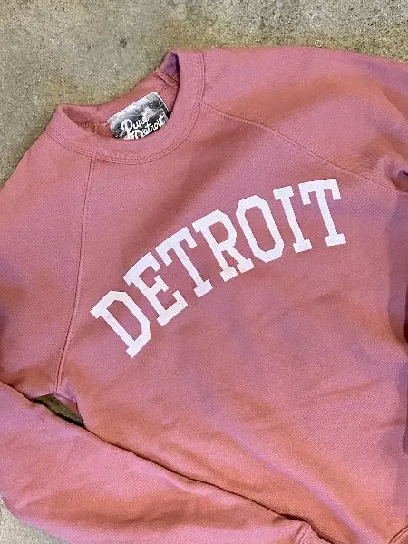 Detroit Collegiate Arch Pullover /  White + Mauve / Unisex 1