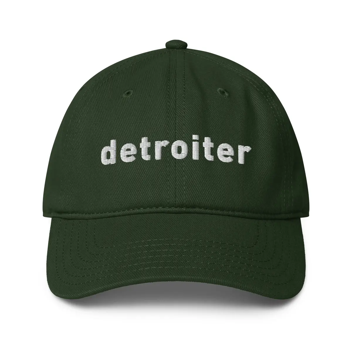 Detroiter Embroidered Low-Profile Dad Hat - Dark Green / White 2