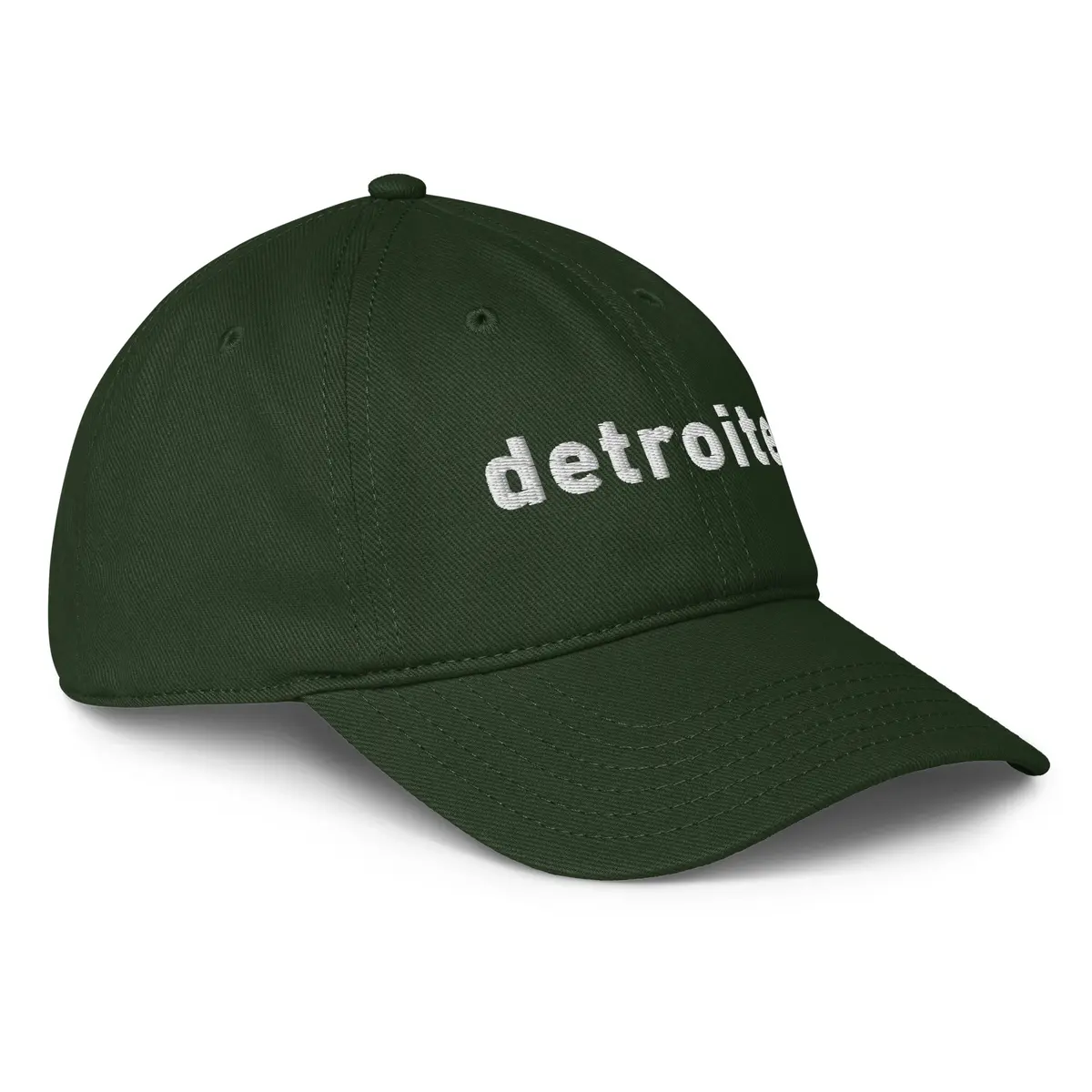 Detroiter Embroidered Low-Profile Dad Hat - Dark Green / White 1