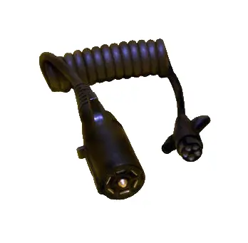 Hitchcoil Coiled Connector Cable, 7 Blade Round To 5 Pin Round, 3' Length (Black) #95-13387-05 1