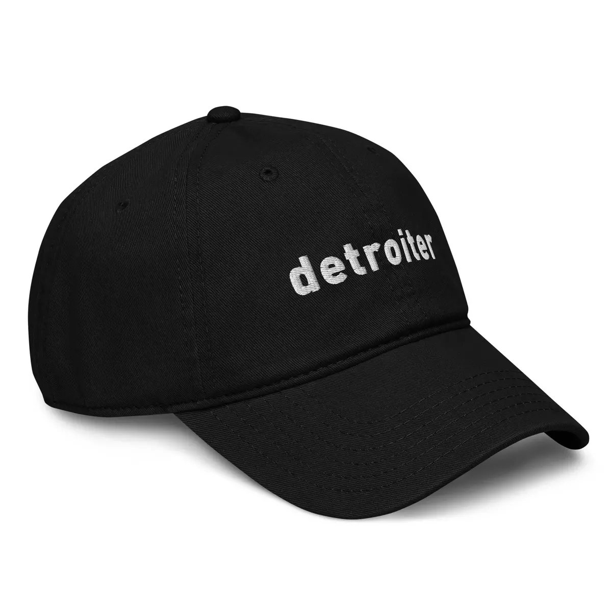 Detroiter Embroidered Garment Washed Dad Hat - Black / White 1