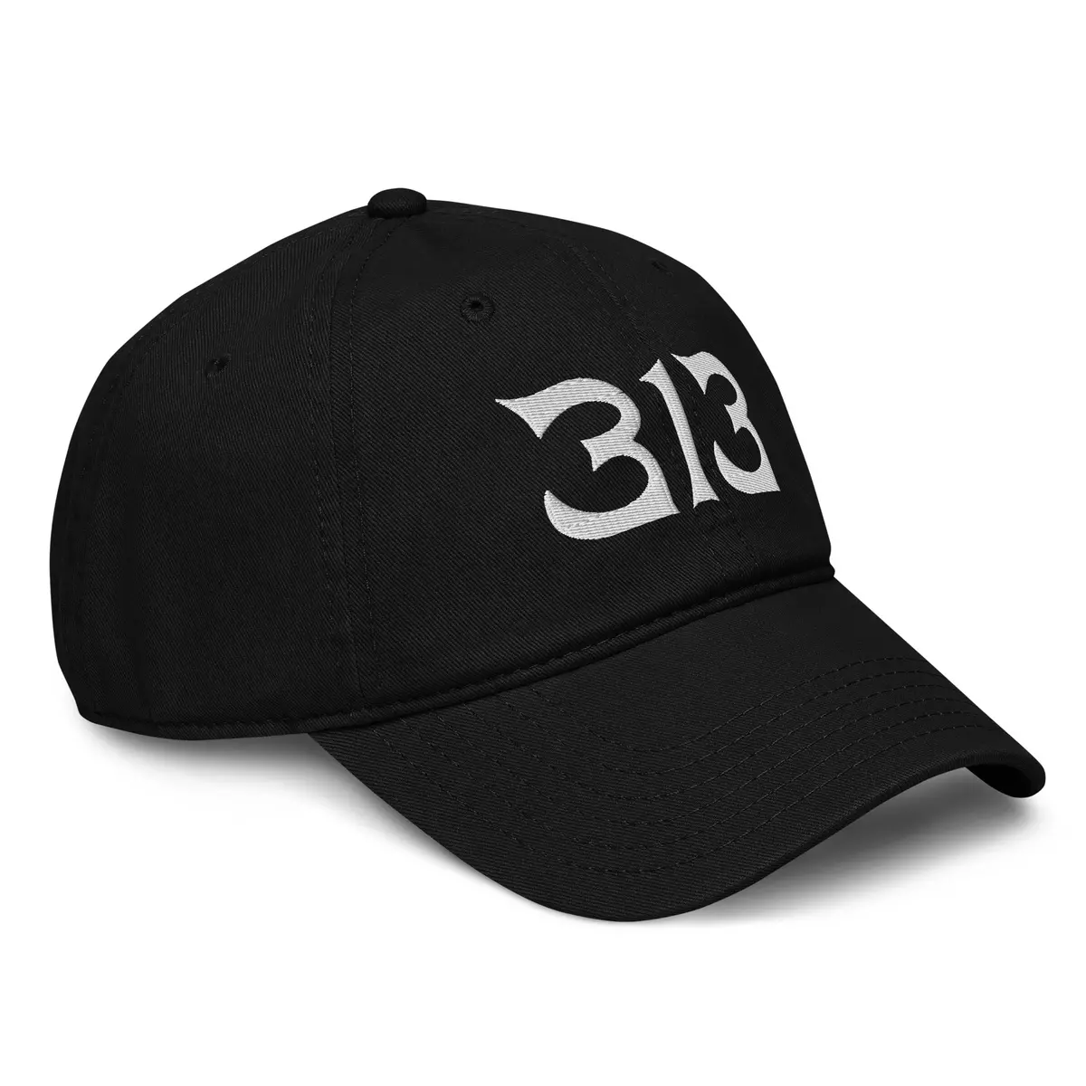 313 Nomad Embroidered Garment Washed Baseball Cap - Black / White 1