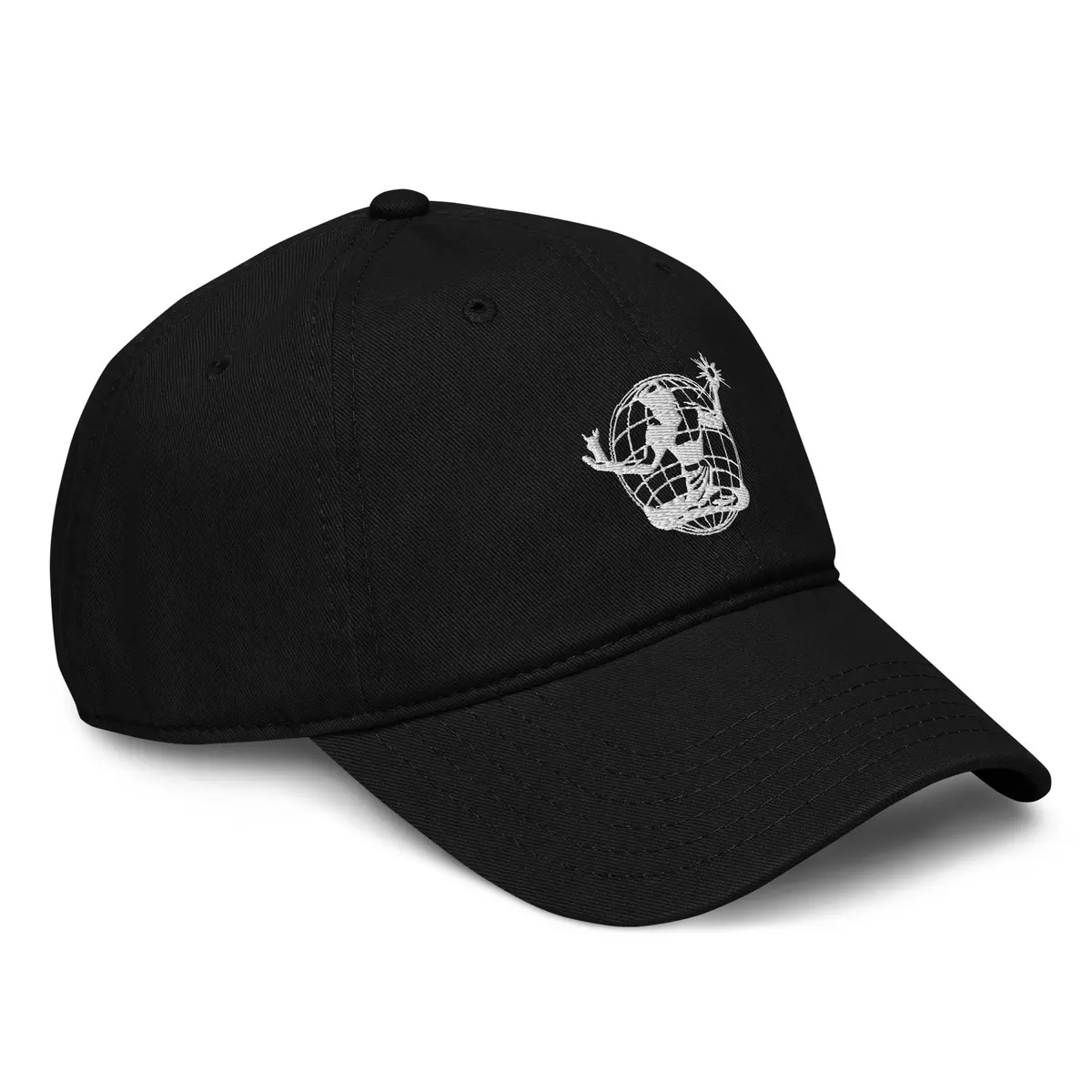 Spirit Of Detroit Worldwide Embroidered Garment Washed Baseball Cap - Black / White 1