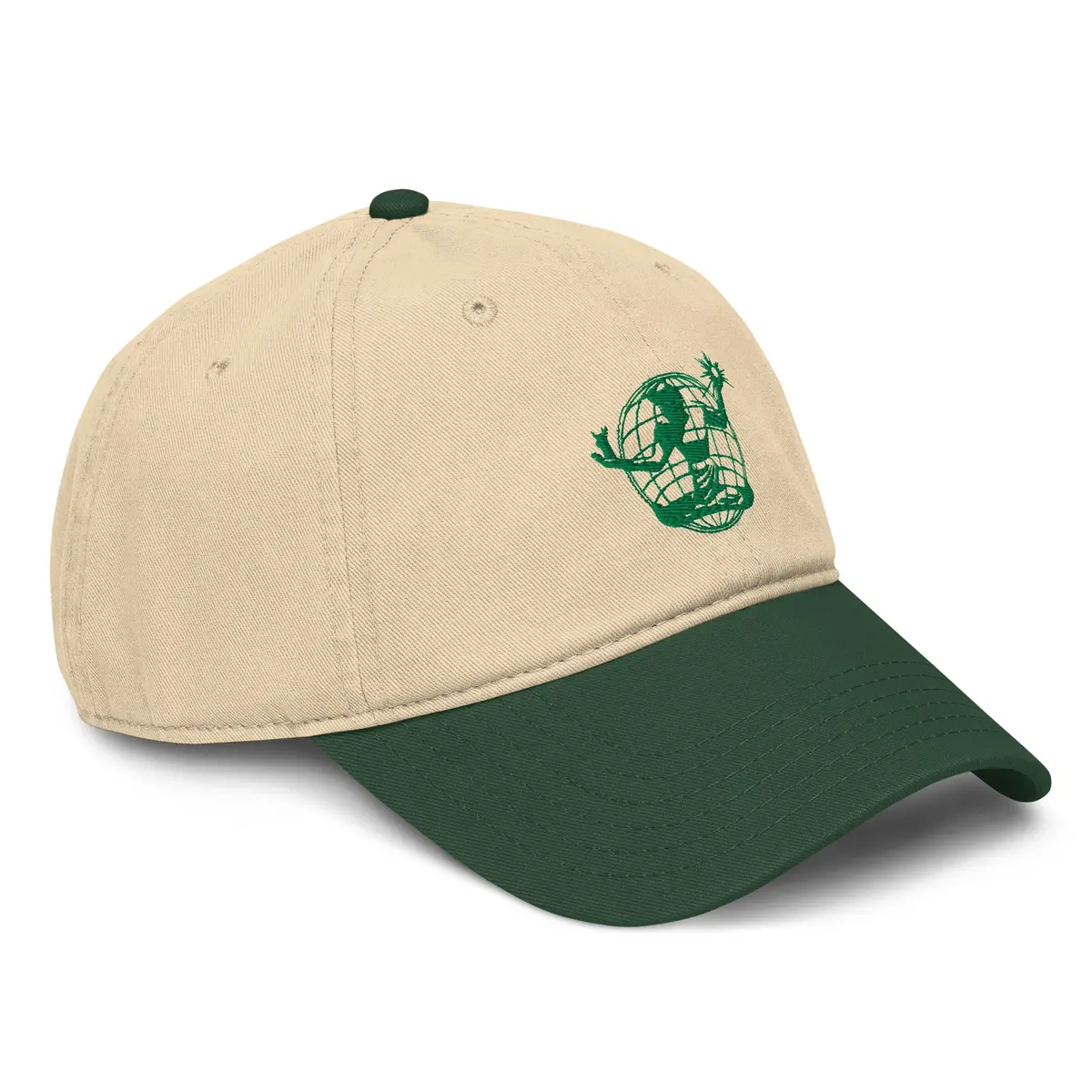 Spirit Of Detroit Worldwidel Garment Washed Baseball Cap - Khaki / Green 1