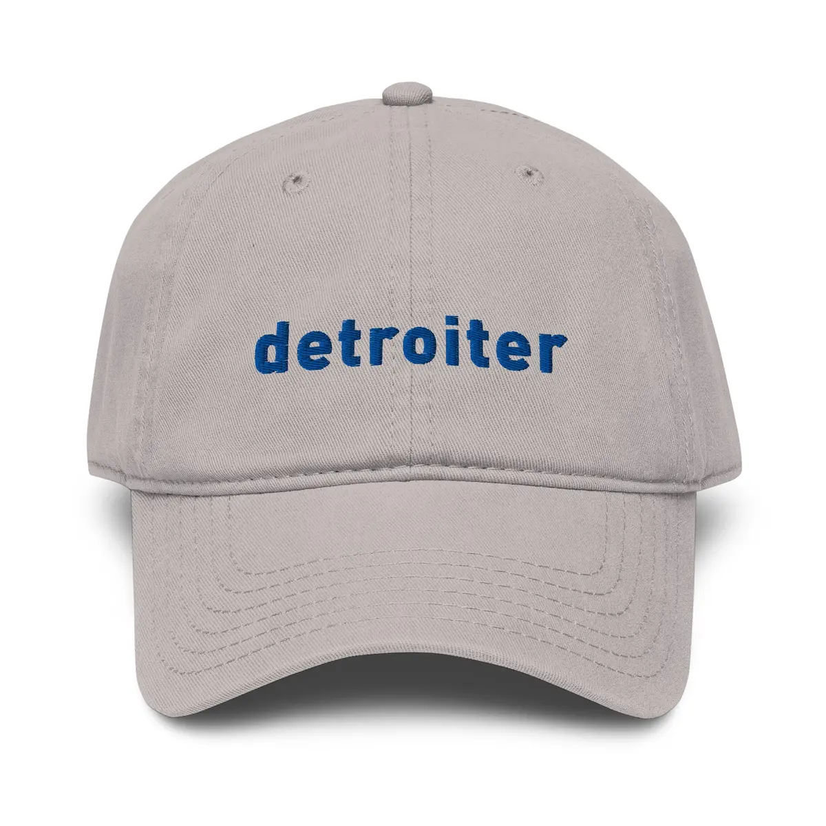 Detroiter Embroidered Garment Washed Dad Hat - Gray / Blue 2