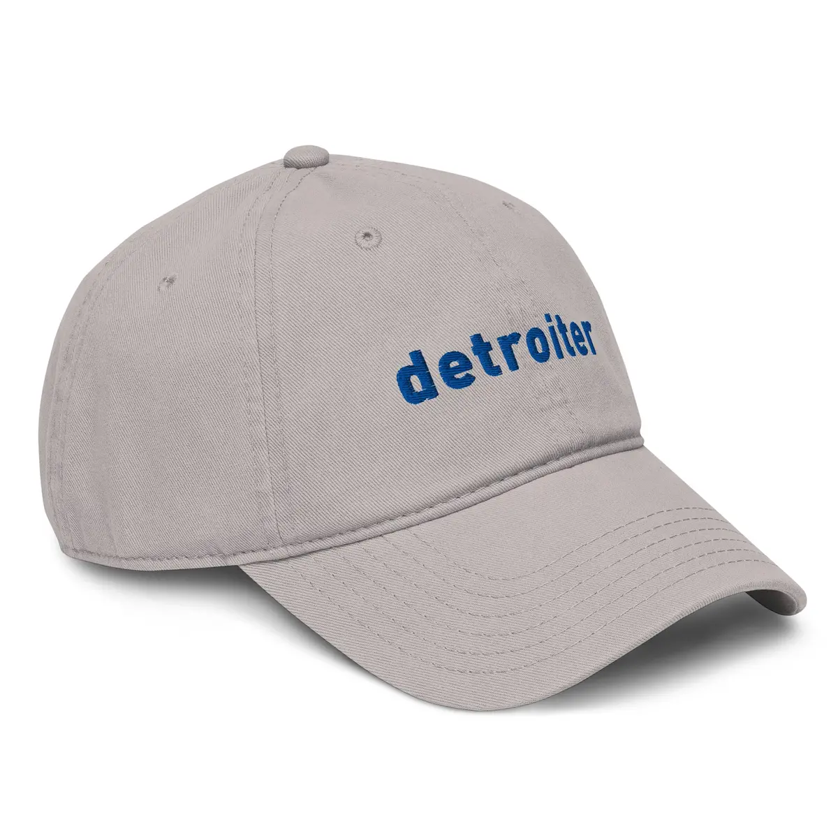 Detroiter Embroidered Garment Washed Dad Hat - Gray / Blue 1