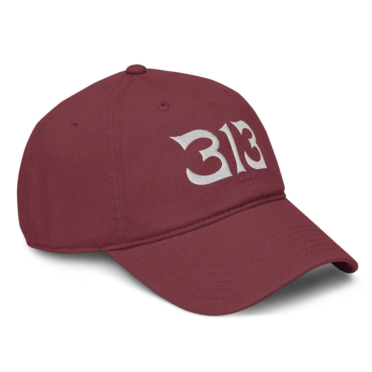 313 Nomad Embroidered Garment Washed Baseball Cap - Maroon / White 1