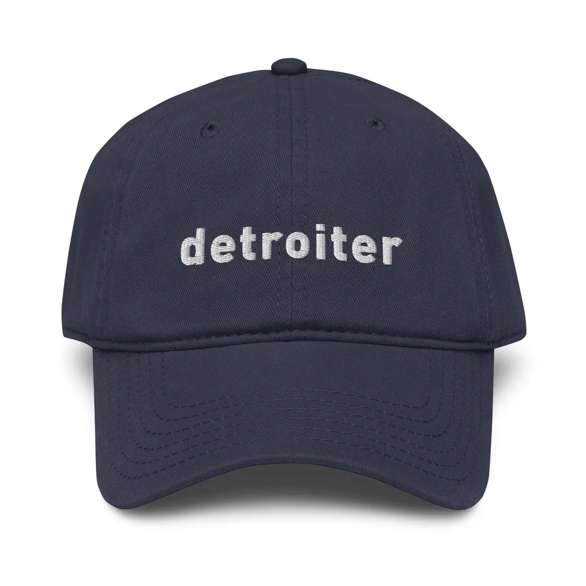 Detroiter Embroidered Garment Washed Dad Hat - Navy / White 2