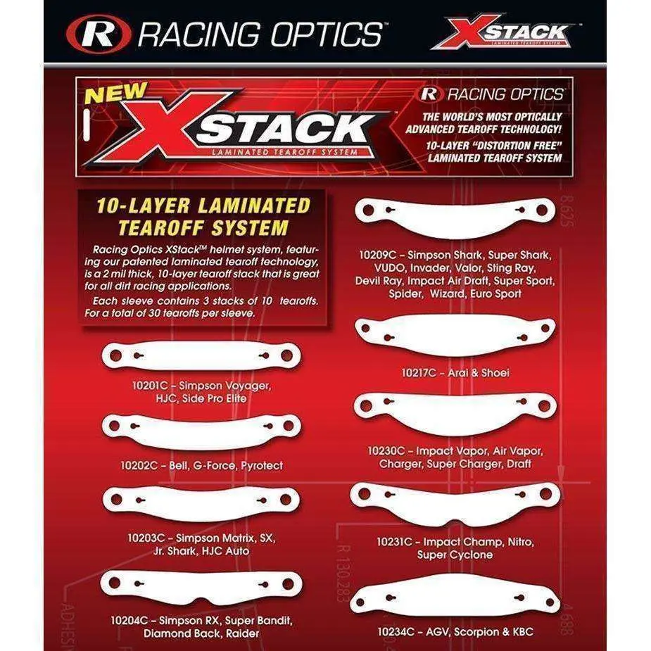 Xstack Tear Offs For Simpson Matrix, Sx, Jr. Shark, Hjc Auto, Omp - 10203C 1
