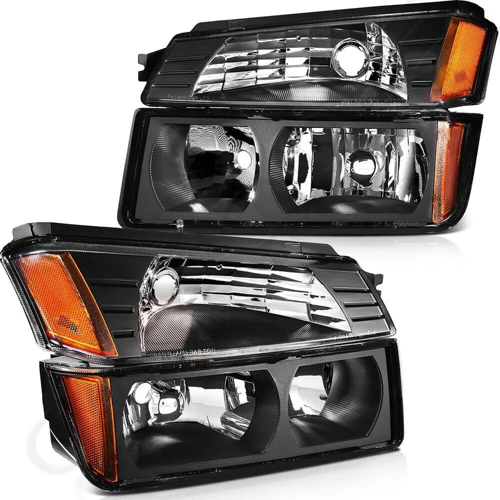 02-06  Chevy Avalanche  Headlights+Bumper Light Amber | Assembly | Black 1