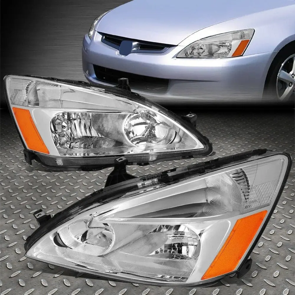 03-07 Honda Accord Chrome Amber Corner Headlight 1