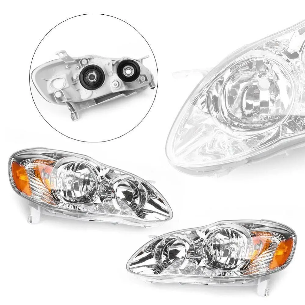 03-08 Toyota Corolla Headlight Assembly Driver & Passenger Side 1