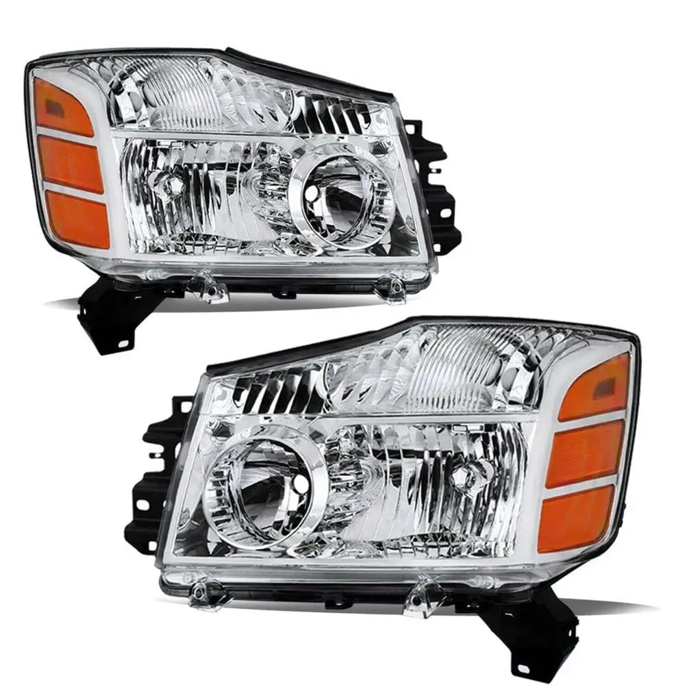 04-15 Nissan Titan/04 05 06 07 Armada Chrome Housing Headlights Pair 1