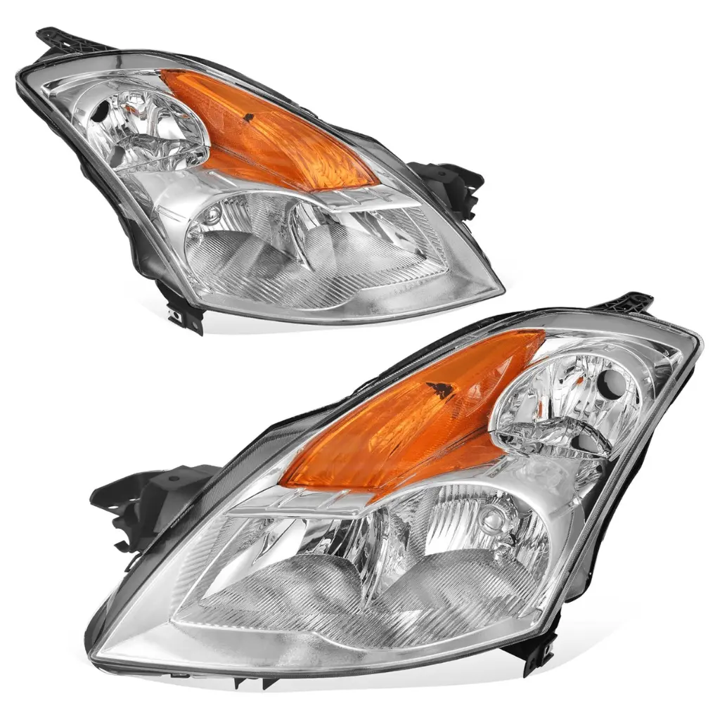 07-09 Nissan Altima Sedan 4-Door  Chrome Housing With Amber Clear Lens 1