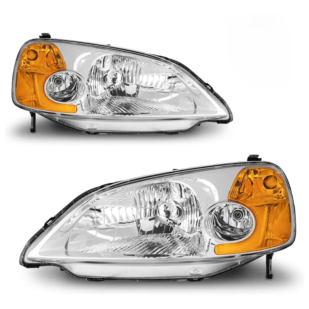 2001-2003 Honda Civic 2/4Door Headlights Chrome Housing 1