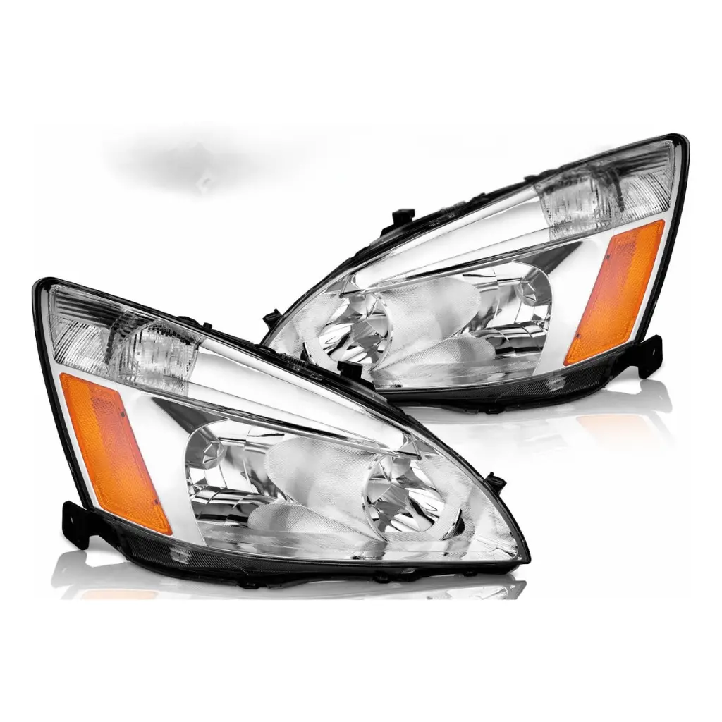 2003-2007 Honda Accord, Oe Headlight Coupe/Sedan Chrome Housing Amber Reflector Driver+Passenger Side 2/4-Door 1