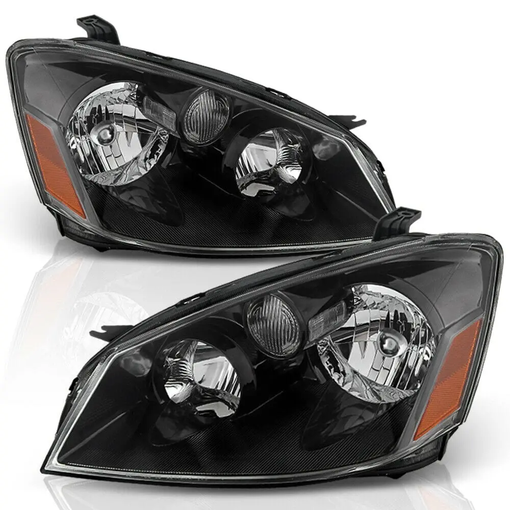 2005-2006 Altima Black Factory Halogen Headlights Headlamps 05-06 Left+Right 1