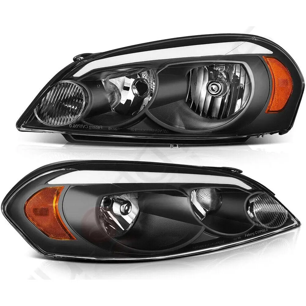2006-2013 Chevrolet Impala Headlights Black Housing Headlamp Corner Led Pair 1