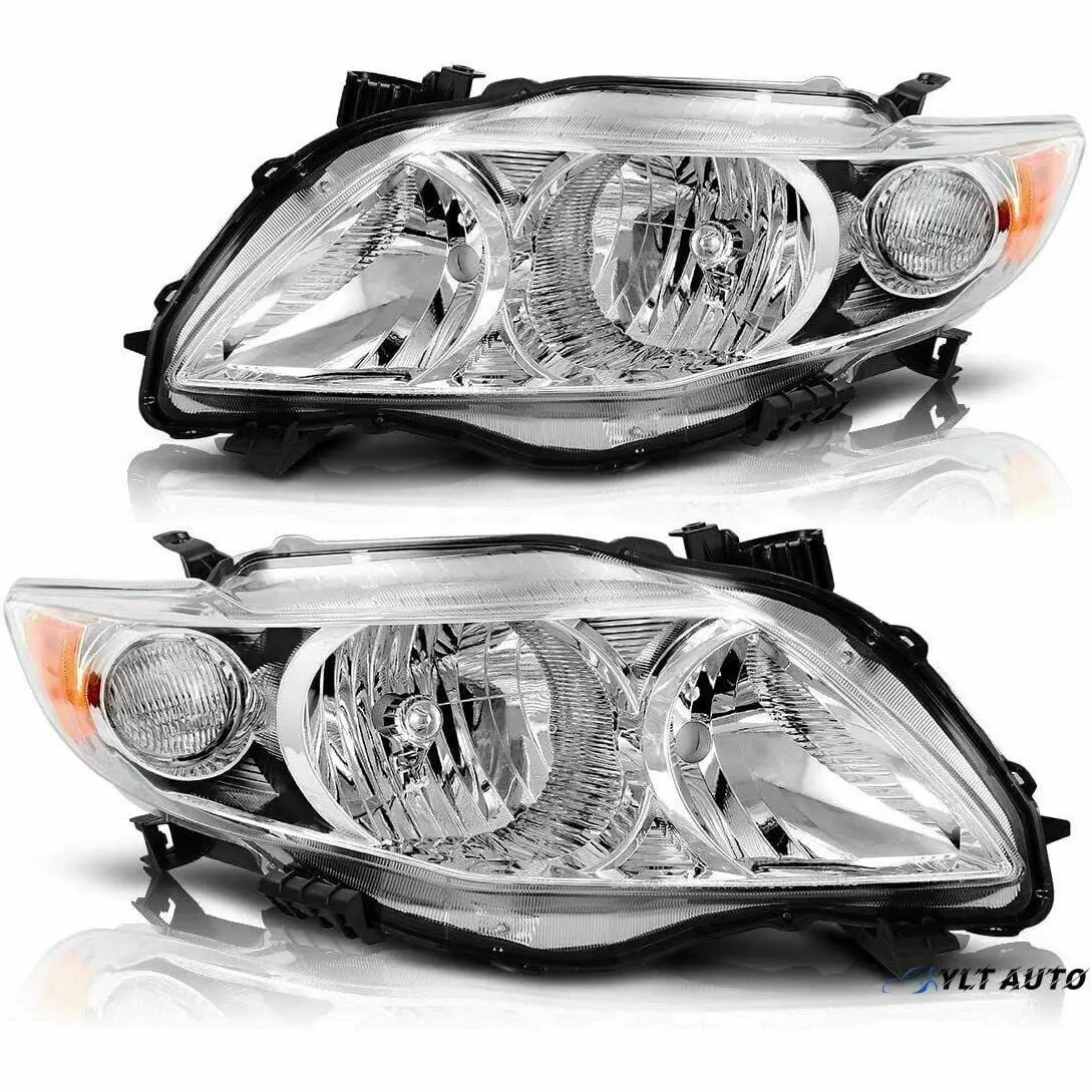 2009-2010 Toyota Corolla S Le 1.8L Chrome Headlights Headlamps Amber Corner 1