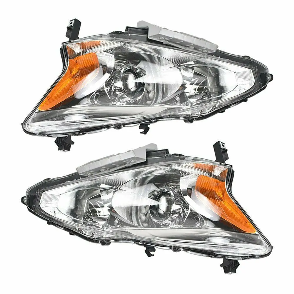 2013-2015 Nissan Altima Sedan Headlights Pair Set Chrome Halogen Left + Right 1
