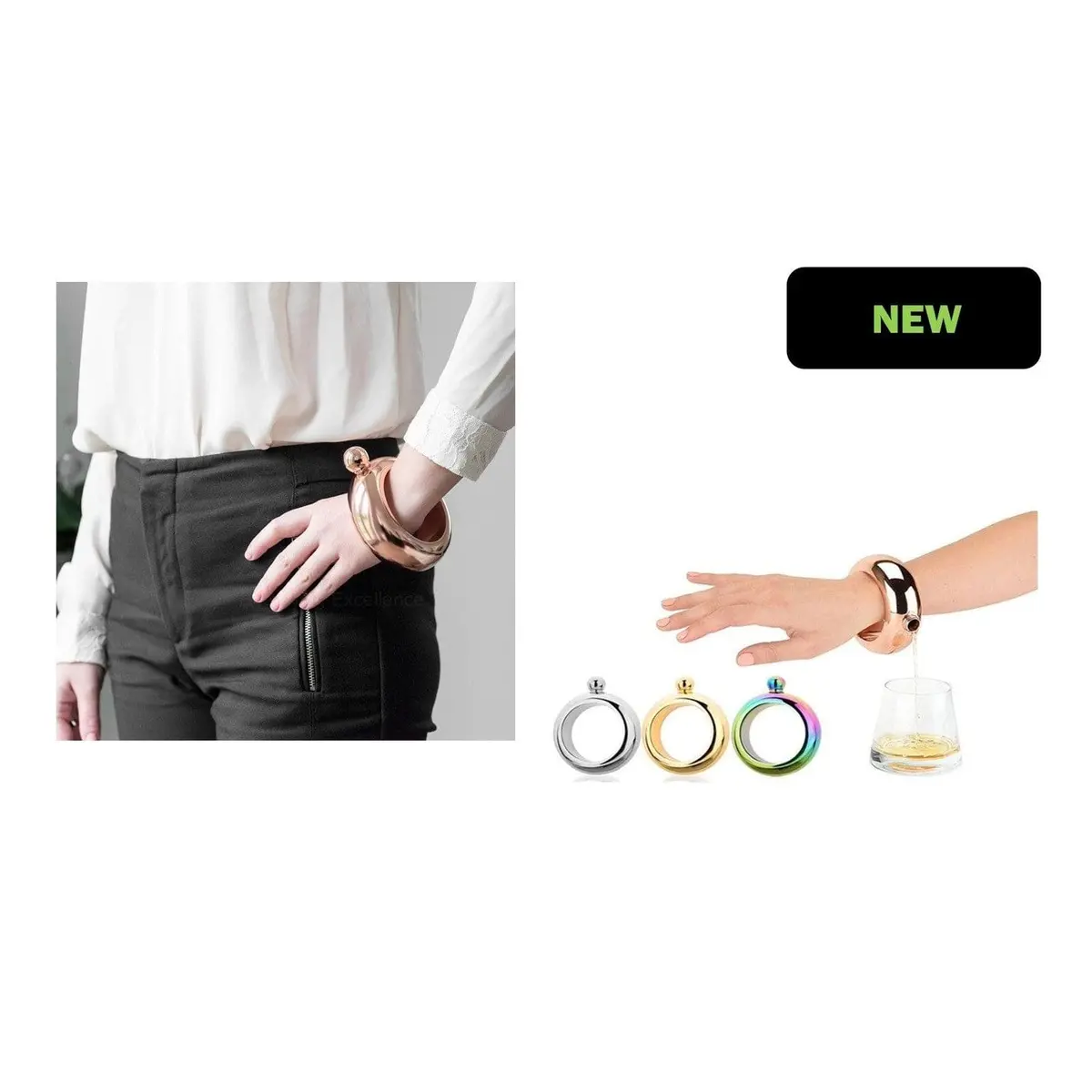 3.5Oz Bangle Bracelet Hip Flask Stainless Steel 1