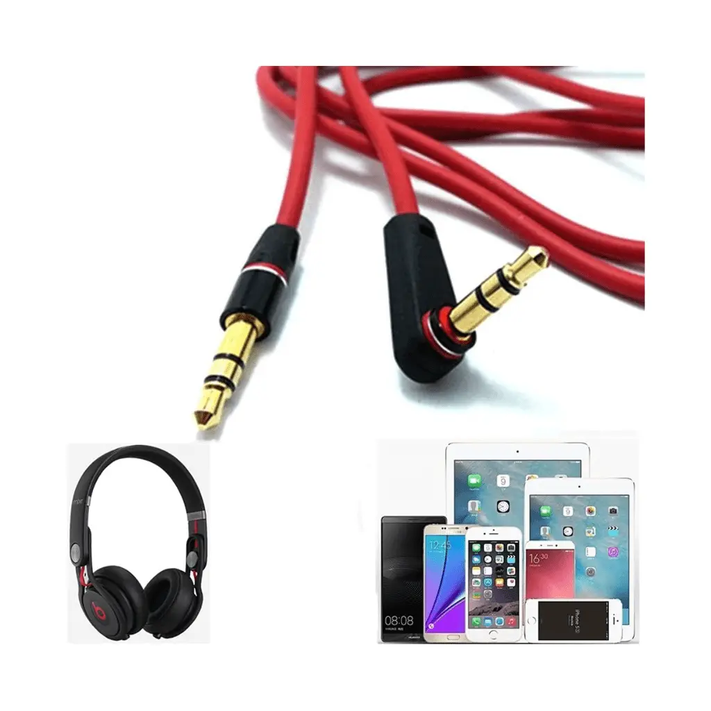 4.25 Ft Male To M Aux Cable Cord L-Shaped Right Angle Car Audio Headphone Jack 1