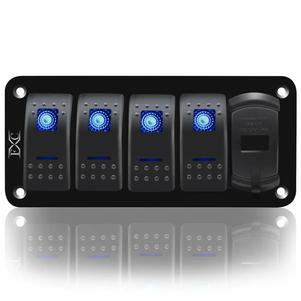 5 Gang Toggle Rocker Switch Panel With Usb For Car Boat Marine Truck Blue Led 1