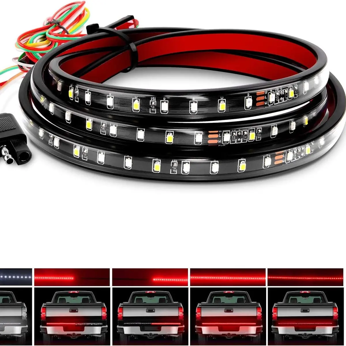 60" Truck Tailgate Light Bar 108 Led Single Row Tailgate Light Strip Red White Brake Lights 1