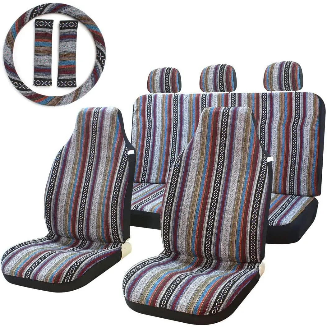9 Pcs Bojo Style Car Covers With Matching Steering Wheel Cover And Seat Belt Holders 1