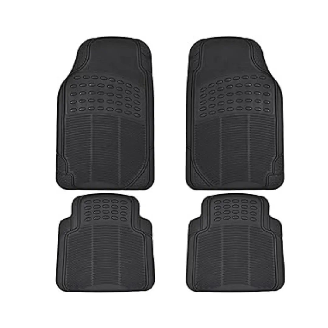 All-Weather Car Floor Mats Heavy Duty Protection, 4 Pcs, Smart Trim Tailor Fit, Back Secure Gripclip, Full Coverage Odorless Non-Slip Car Black 1
