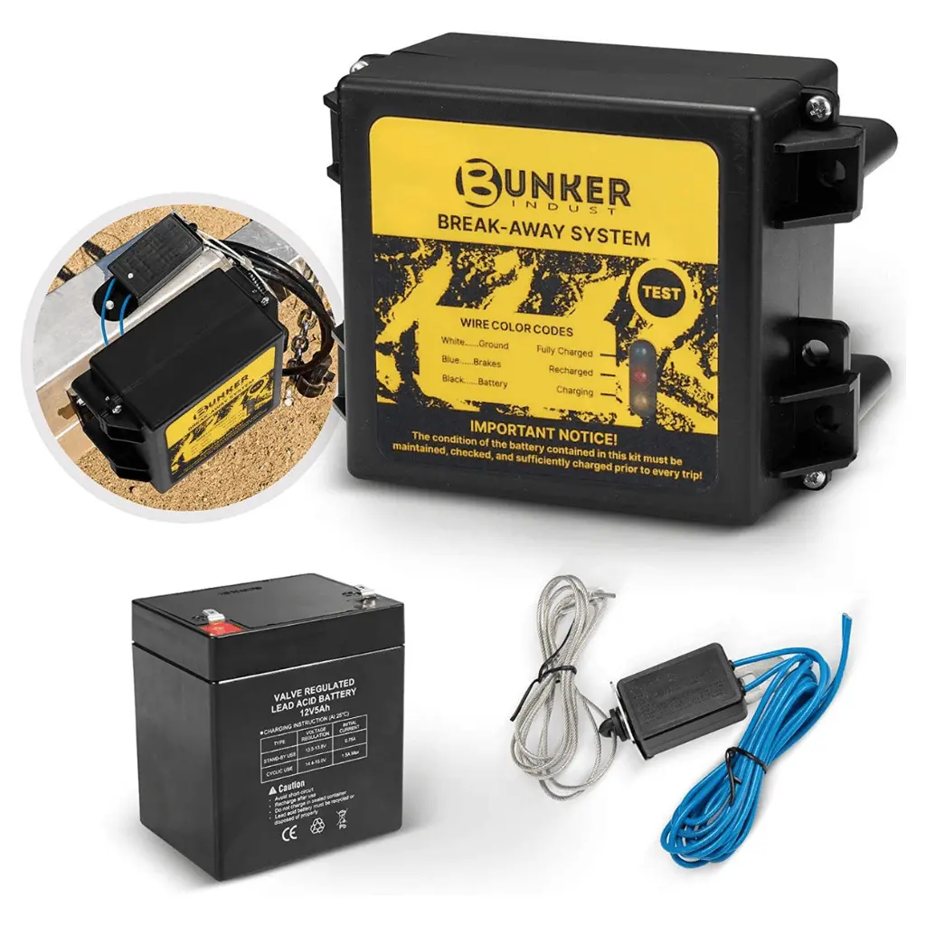 Bunker Indust Trailer Brake Breakaway Kit With Charger, Led Display, Switch, 12V 5Ah Battery For Trailer Caravan 1
